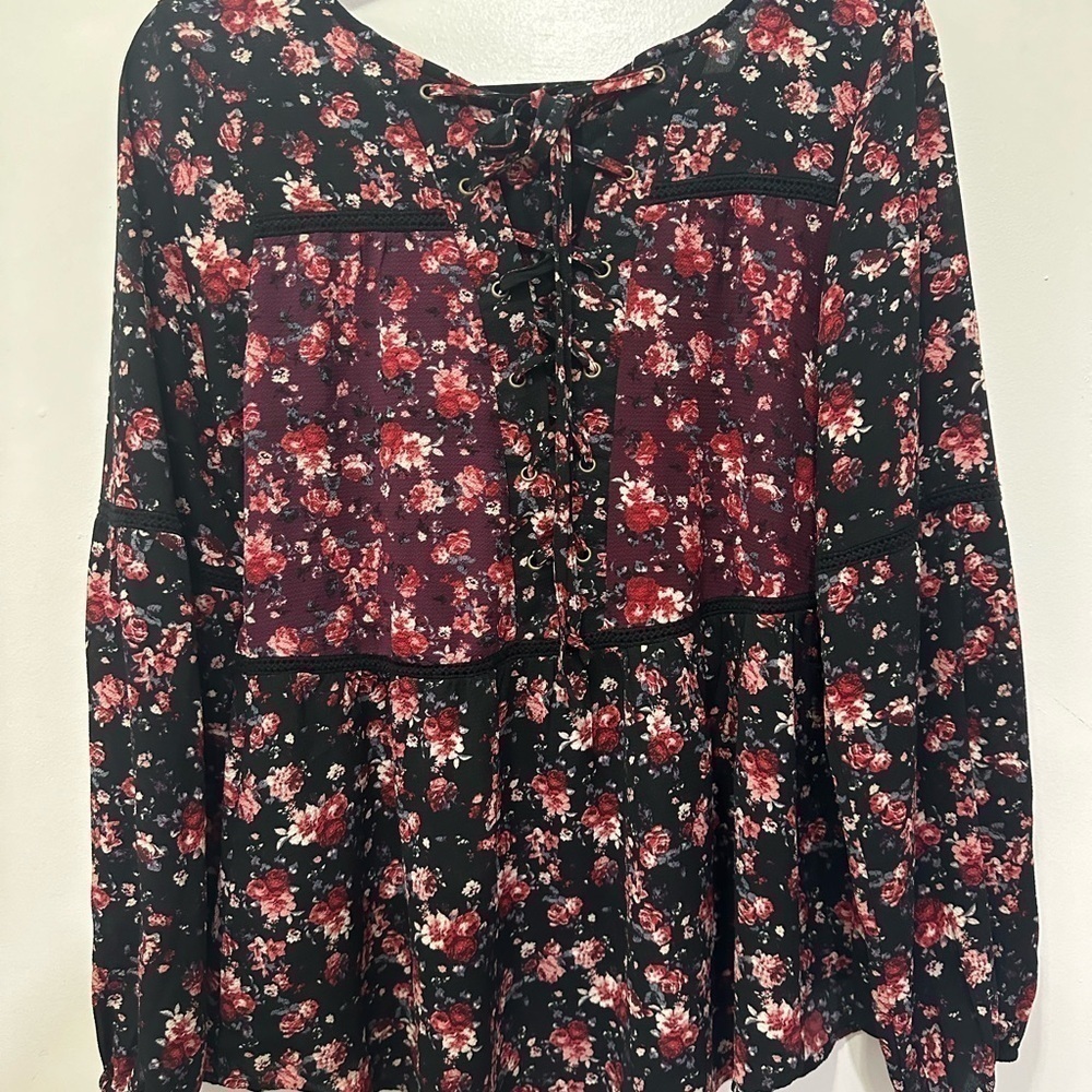 Knox Rose Floral Bohemian Romantic Peasant Top Sz M - Picture 2 of 6